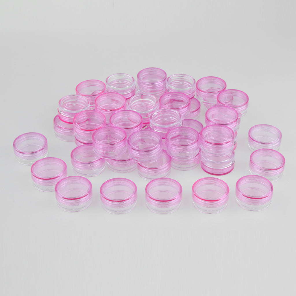 50 Pieces 3g Plastic Pot Jars Lotion Cream Sample Empty Container Pink