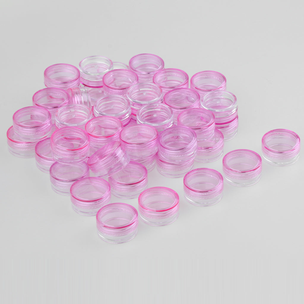 50 Pieces 3g Plastic Pot Jars Lotion Cream Sample Empty Container Pink