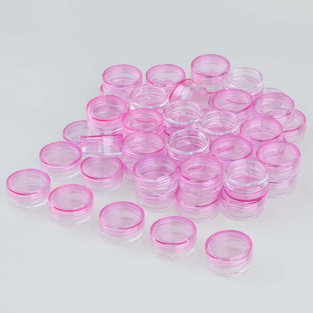 50 Pieces 3g Plastic Pot Jars Lotion Cream Sample Empty Container Pink