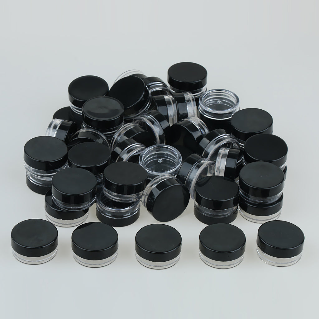 50 Pieces 3g Plastic Pot Jars Lotion Cream Sample Empty Container Black