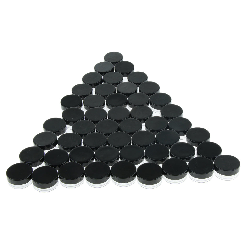 50 Pieces 3g Plastic Pot Jars Lotion Cream Sample Empty Container Black