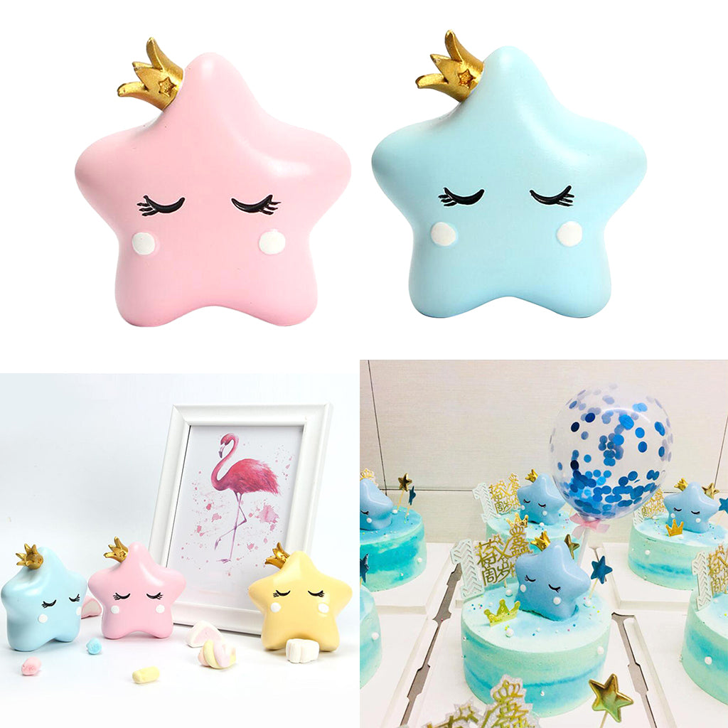 Resin Cartoon Cake Decorate Star Shaped for Birthday Wedding Parties Pink