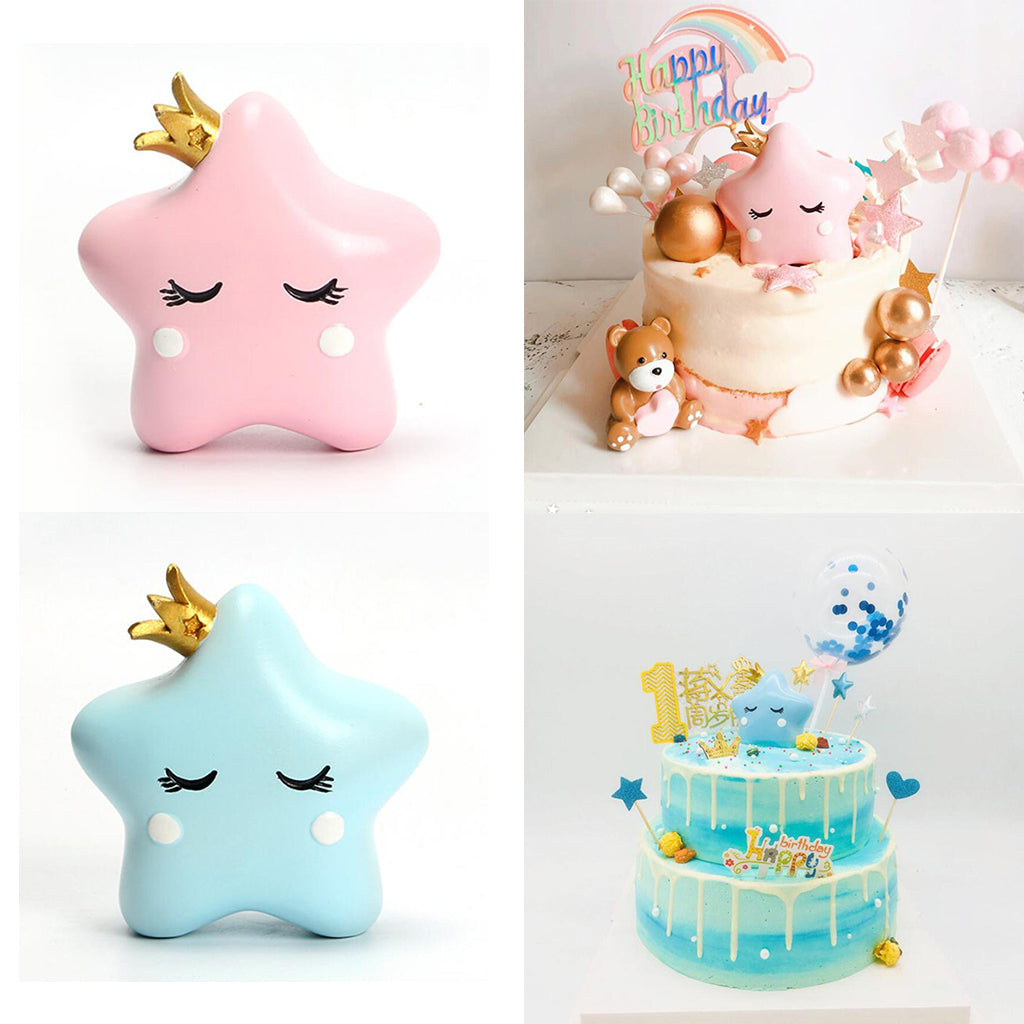 Resin Cartoon Cake Decorate Star Shaped for Birthday Wedding Parties Pink