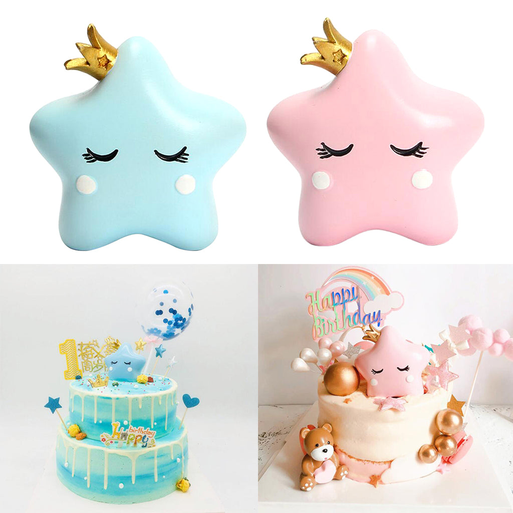 Resin Cartoon Cake Decorate Star Shaped for Birthday Wedding Parties Pink