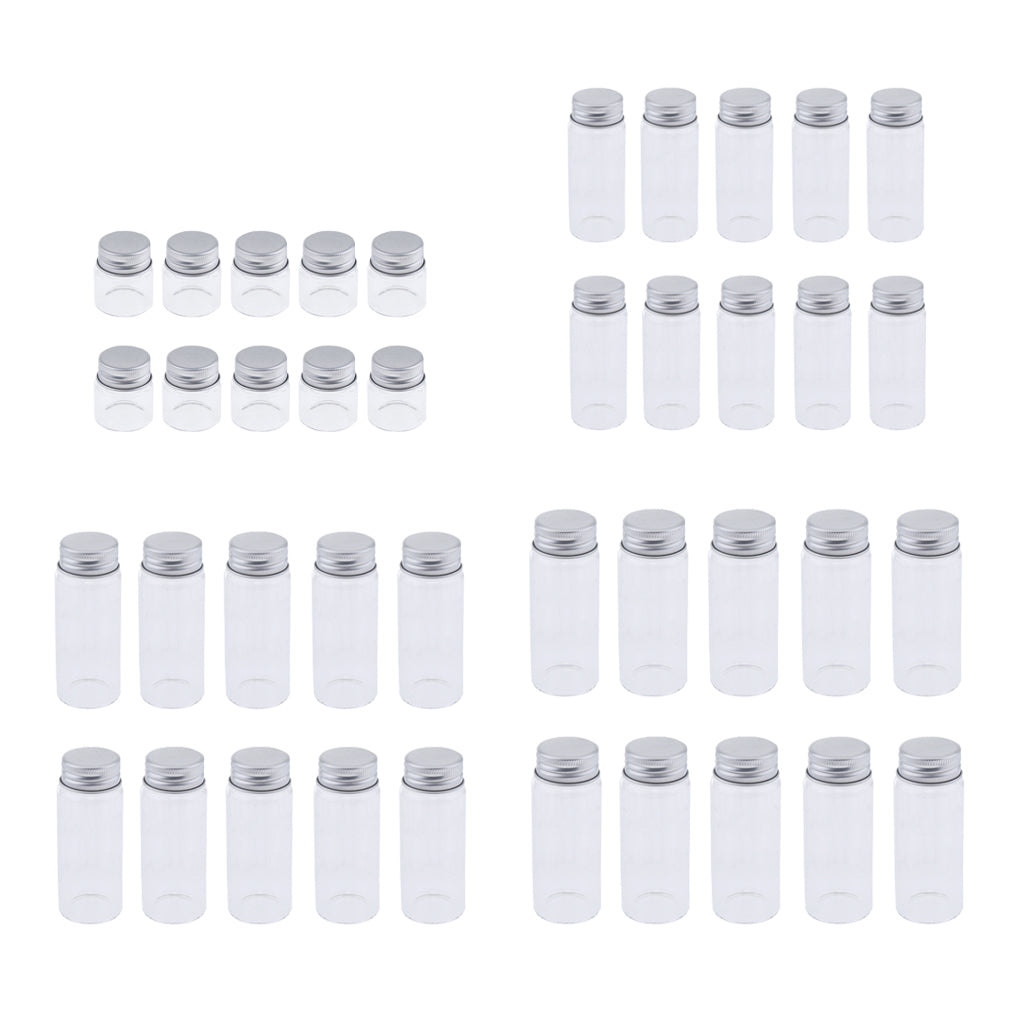 10x High Borosilicate Sample Vials Clear Glass Bottles wit Aluminum Cap 20ml