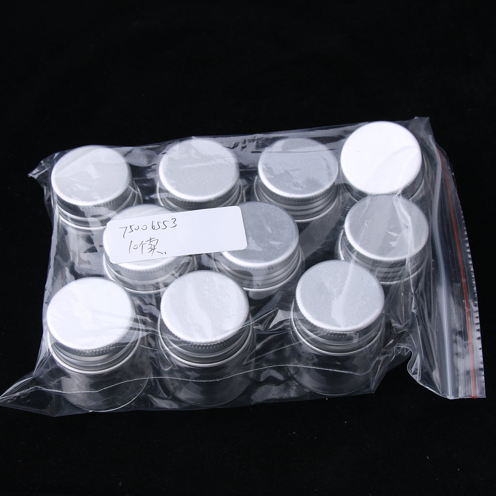 10x High Borosilicate Sample Vials Clear Glass Bottles wit Aluminum Cap 20ml