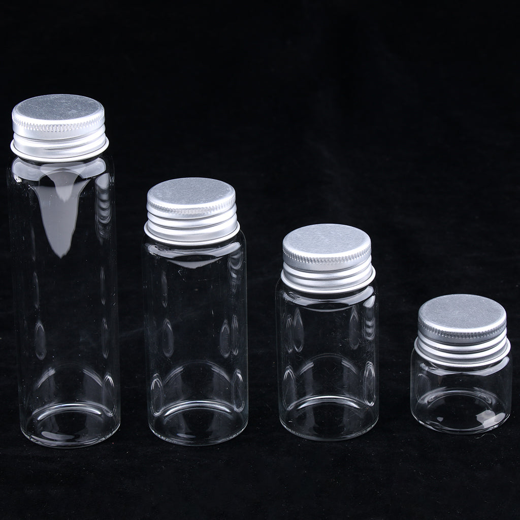 10x High Borosilicate Sample Vials Clear Glass Bottles wit Aluminum Cap 20ml