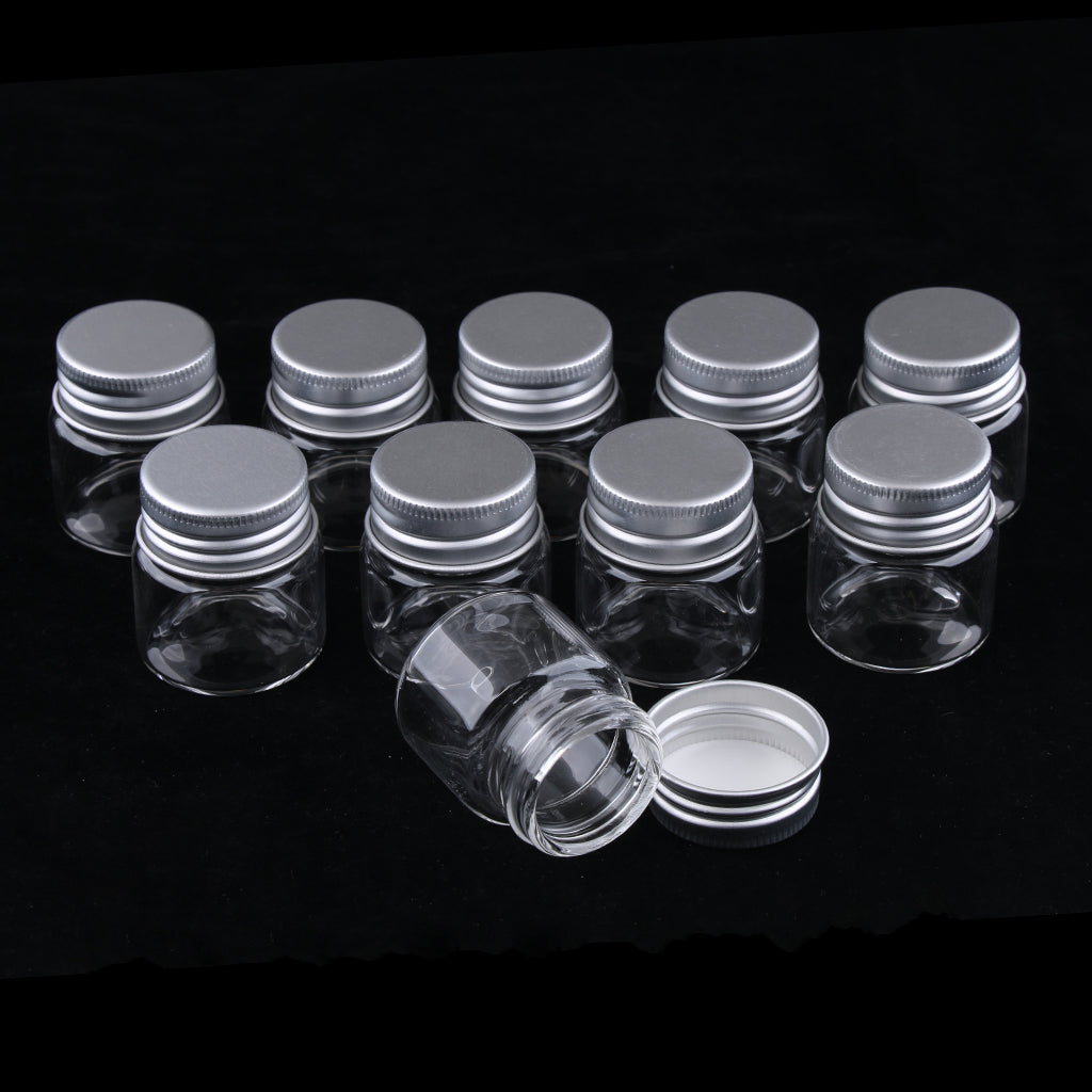 10x High Borosilicate Sample Vials Clear Glass Bottles wit Aluminum Cap 20ml