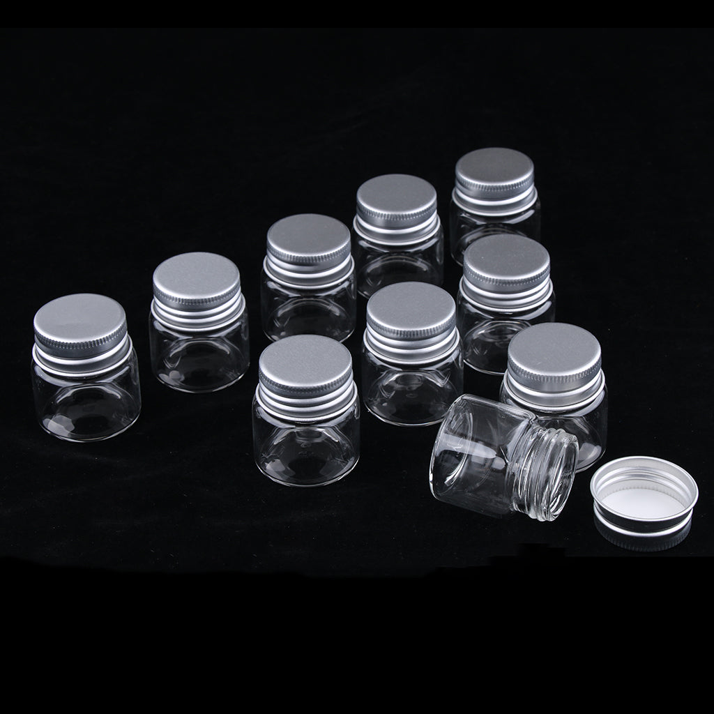 10x High Borosilicate Sample Vials Clear Glass Bottles wit Aluminum Cap 20ml