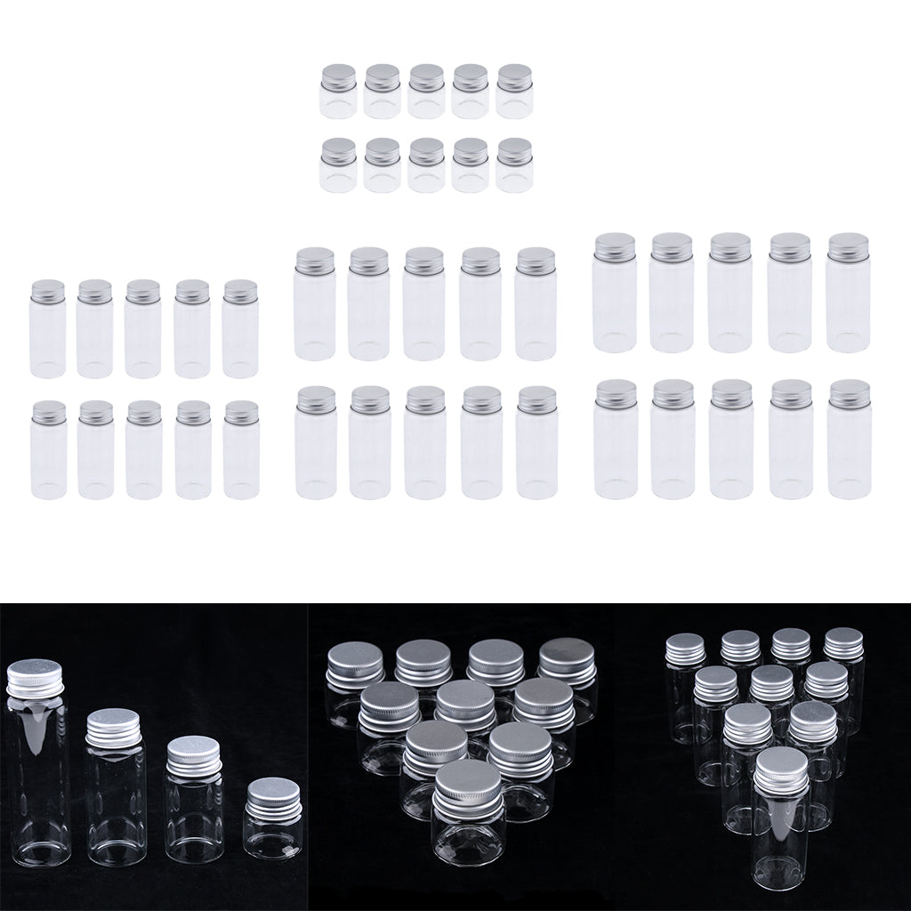 10x High Borosilicate Sample Vials Clear Glass Bottles wit Aluminum Cap 20ml