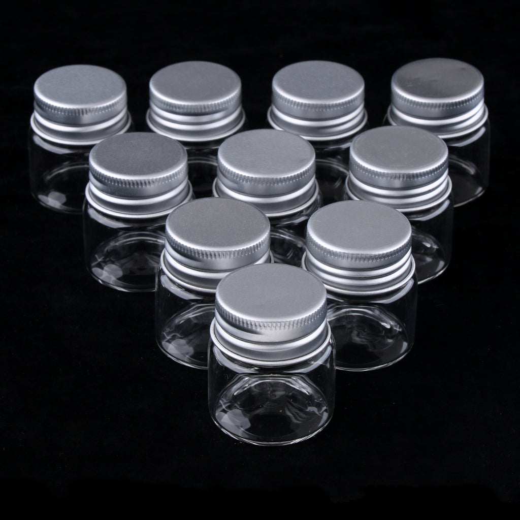 10x High Borosilicate Sample Vials Clear Glass Bottles wit Aluminum Cap 20ml