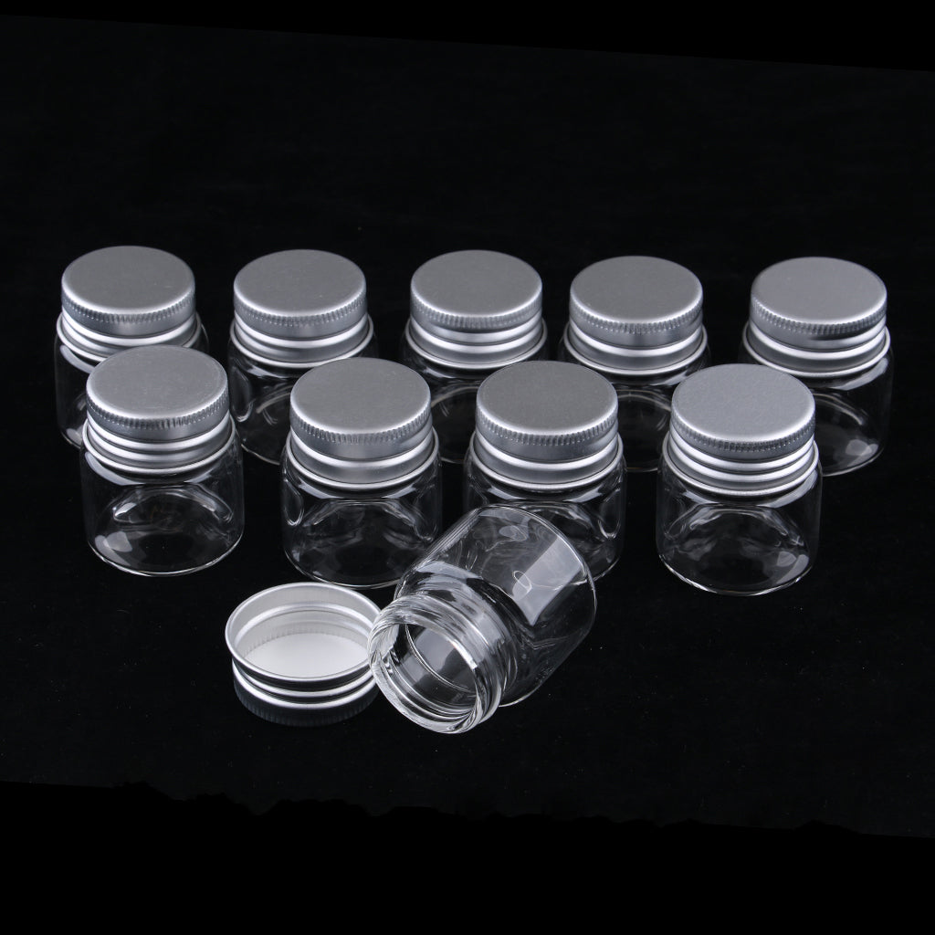 10x High Borosilicate Sample Vials Clear Glass Bottles wit Aluminum Cap 20ml