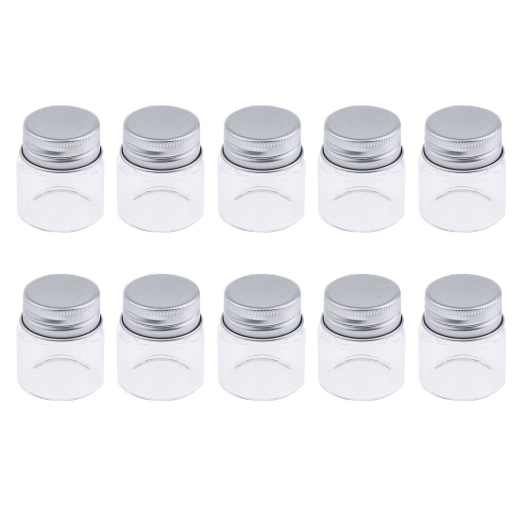 10x High Borosilicate Sample Vials Clear Glass Bottles wit Aluminum Cap 20ml