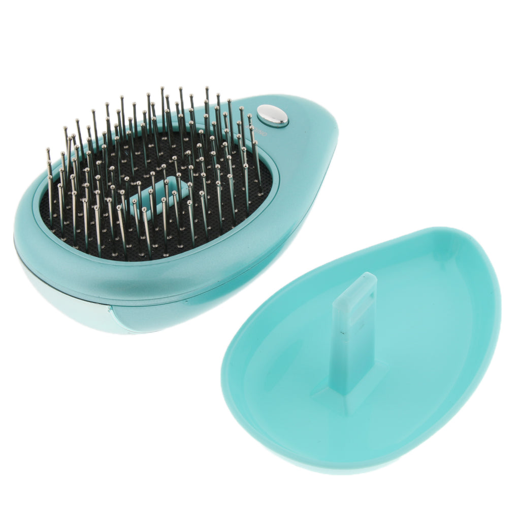 Portable Mini Electric Ionic Hairbrush Hair Brush Comb Massage Mint Green