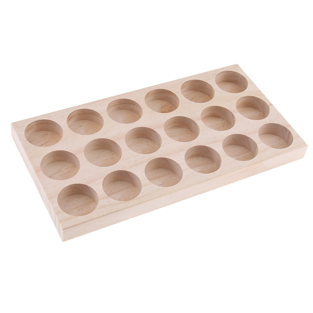 18 Slots Essential Oil Holder Display Wooden Storage Case Tray Organizer