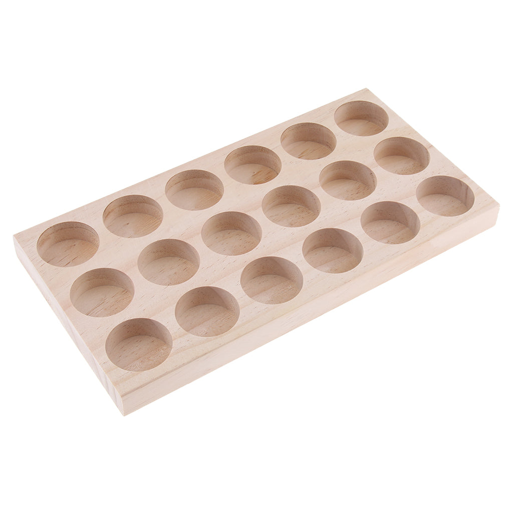 18 Slots Essential Oil Holder Display Wooden Storage Case Tray Organizer