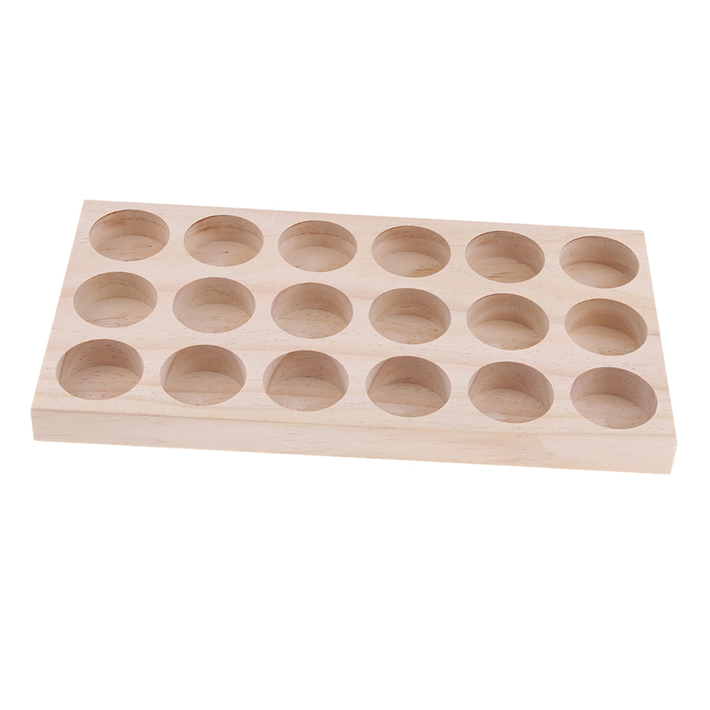 18 Slots Essential Oil Holder Display Wooden Storage Case Tray Organizer