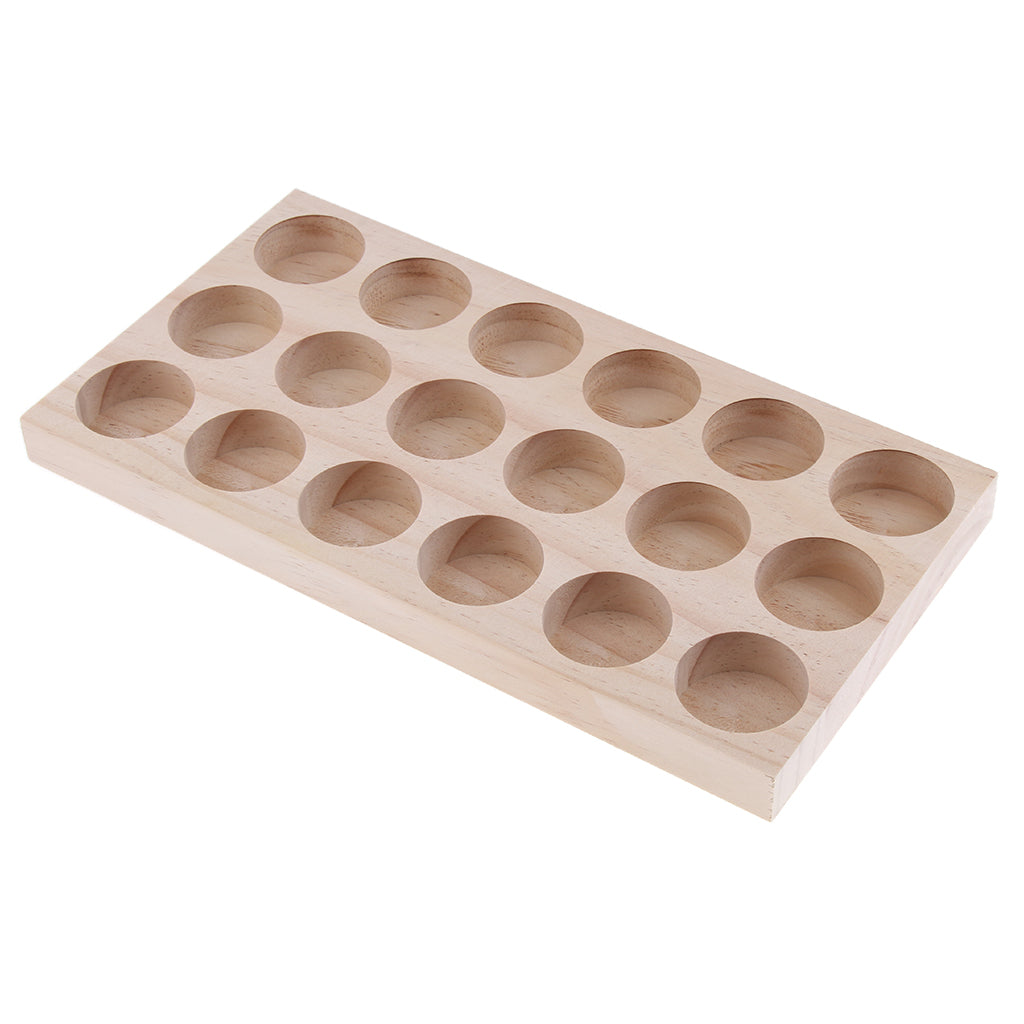 18 Slots Essential Oil Holder Display Wooden Storage Case Tray Organizer