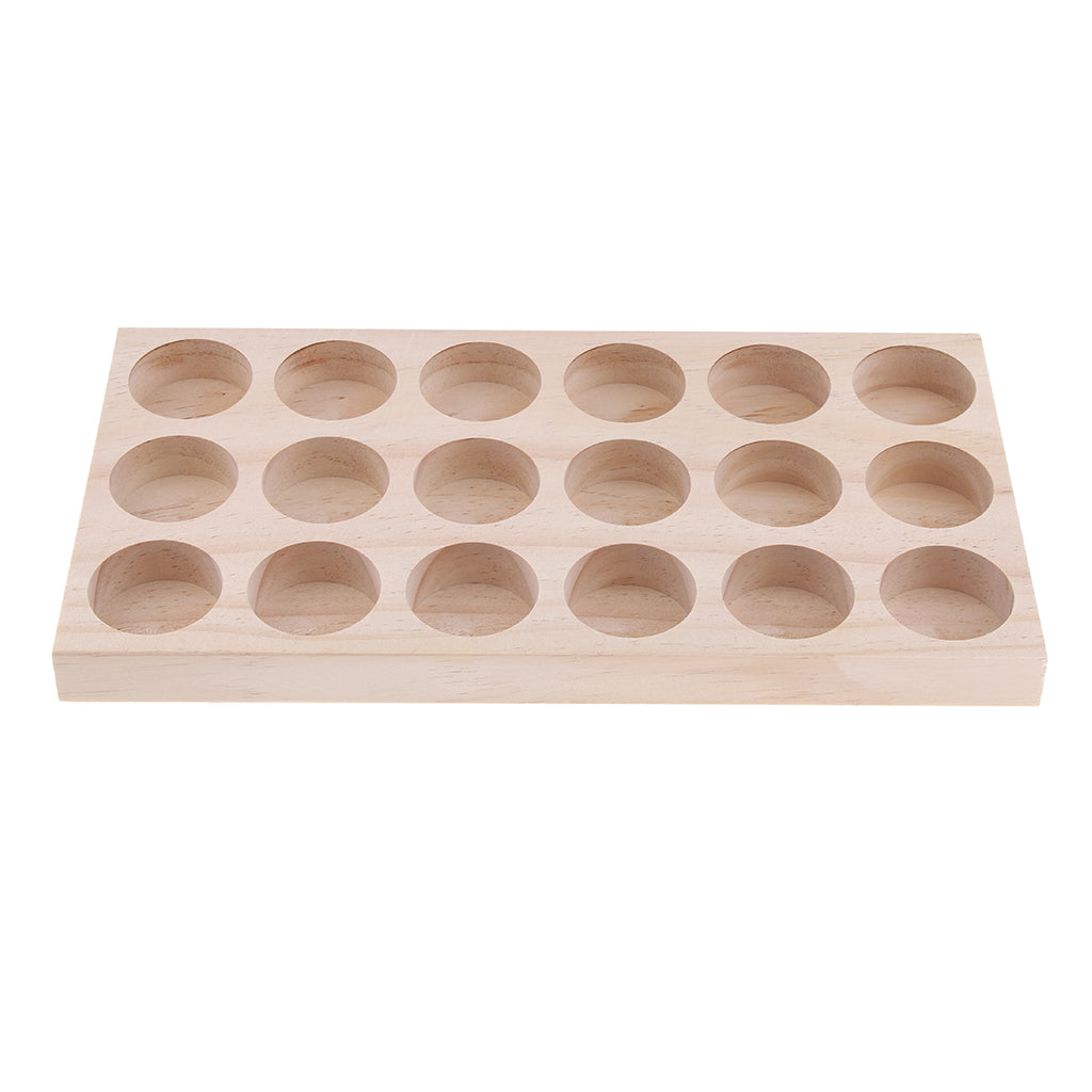 18 Slots Essential Oil Holder Display Wooden Storage Case Tray Organizer