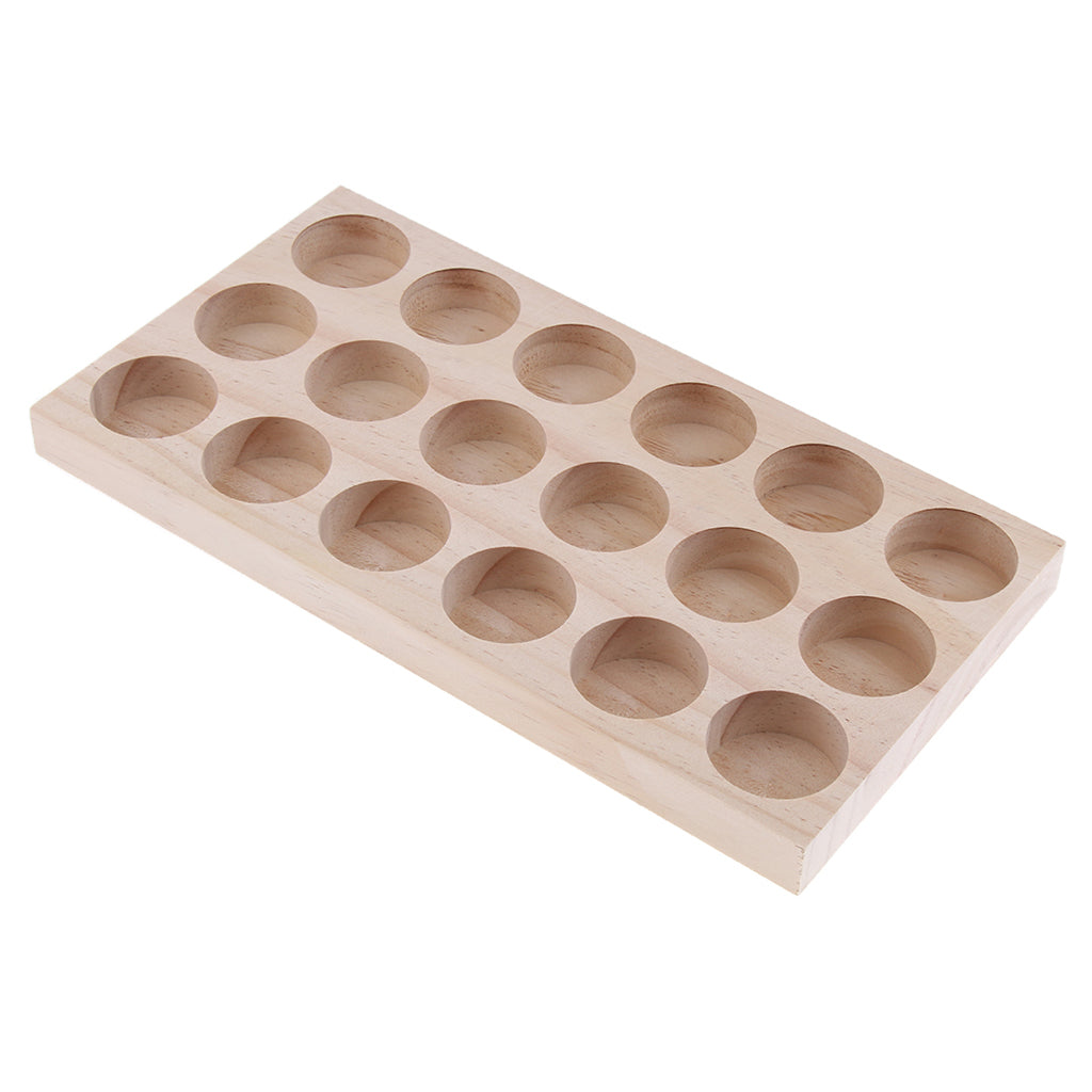 18 Slots Essential Oil Holder Display Wooden Storage Case Tray Organizer