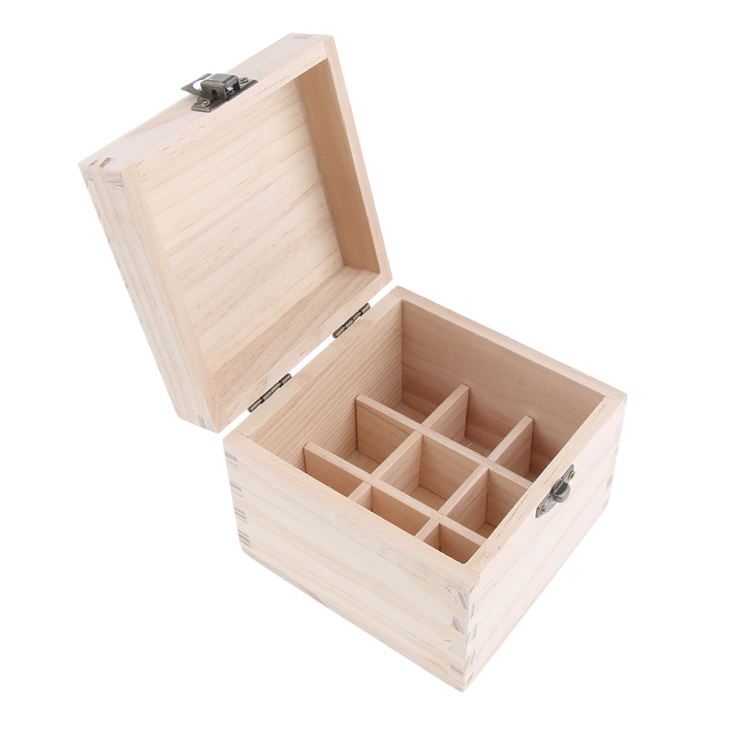 9 Grids 10ml Wooden Essential Oil Storage Box Aromatherapy Organizer Case