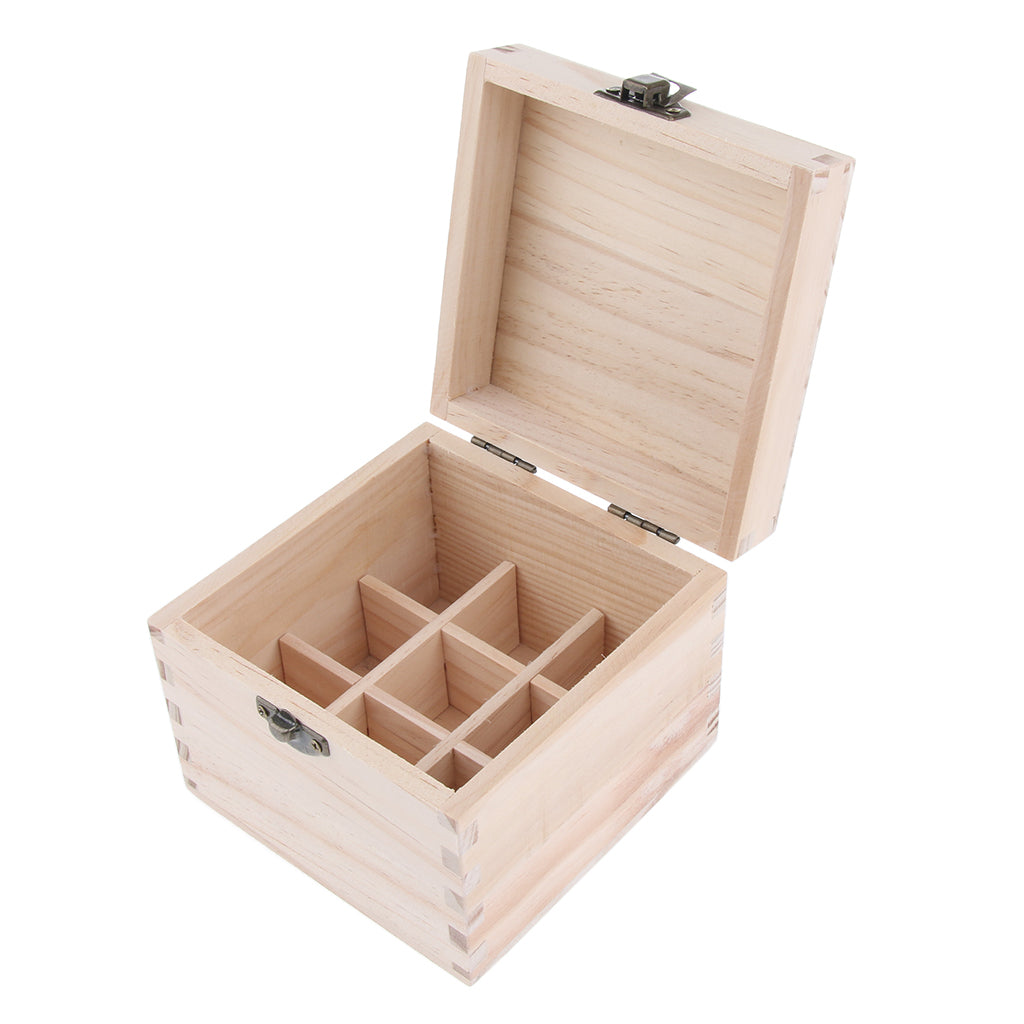 9 Grids 10ml Wooden Essential Oil Storage Box Aromatherapy Organizer Case