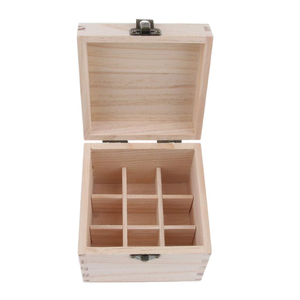 9 Grids 10ml Wooden Essential Oil Storage Box Aromatherapy Organizer Case