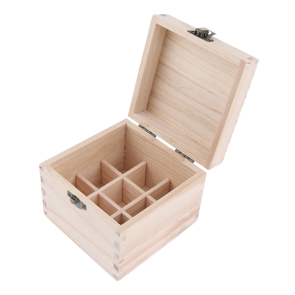 9 Grids 10ml Wooden Essential Oil Storage Box Aromatherapy Organizer Case