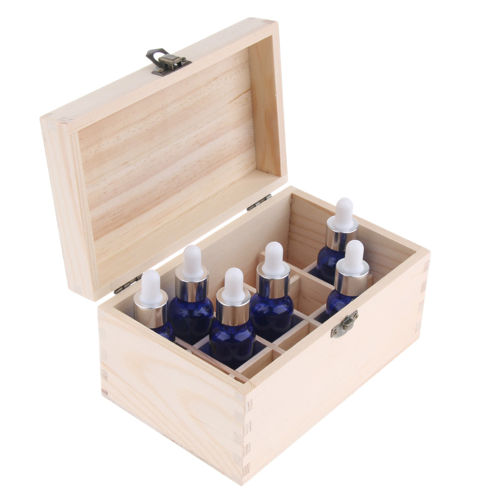 Natural Wood Essential Oils Storage Box Display Carry Case Holder 15 Slots