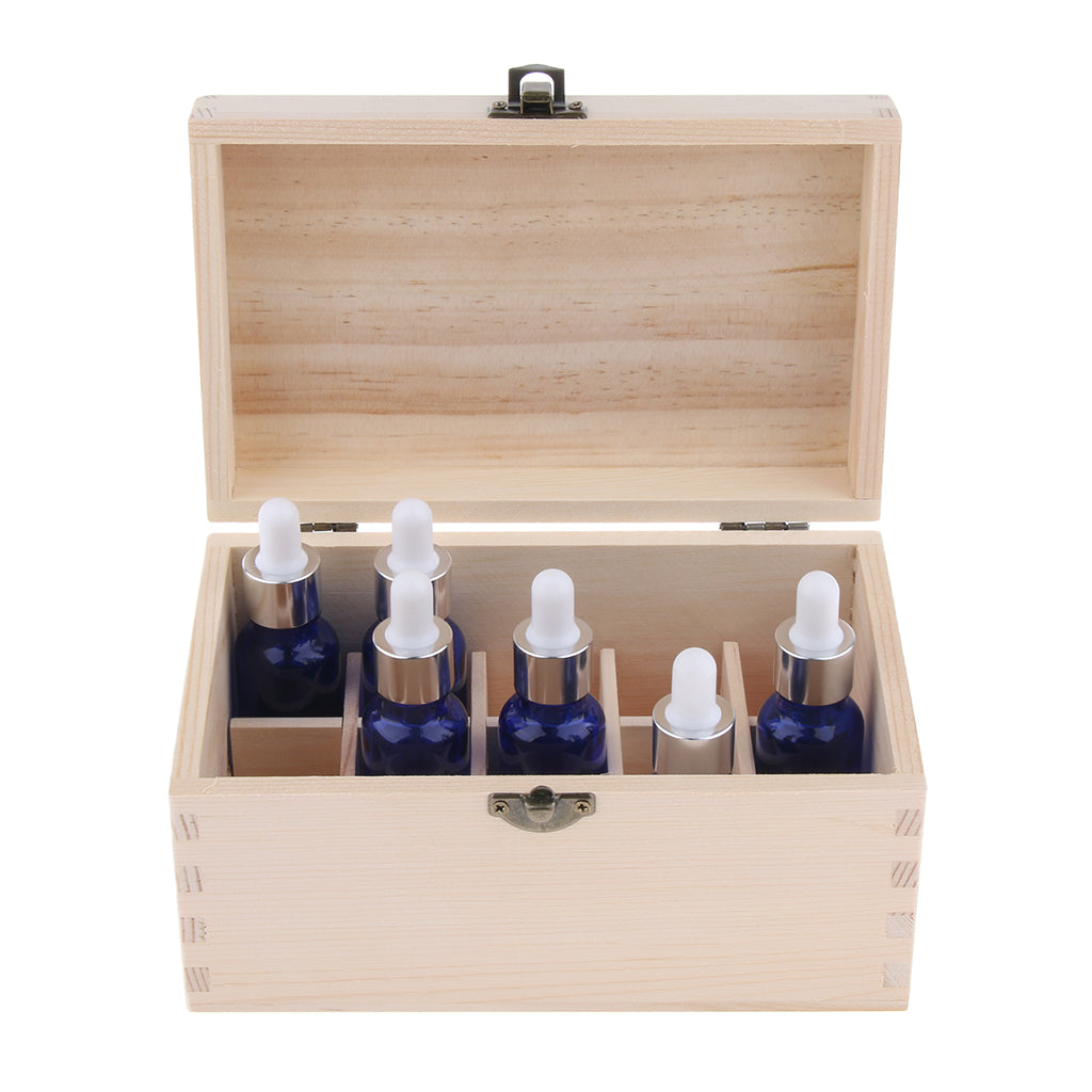 Natural Wood Essential Oils Storage Box Display Carry Case Holder 15 Slots