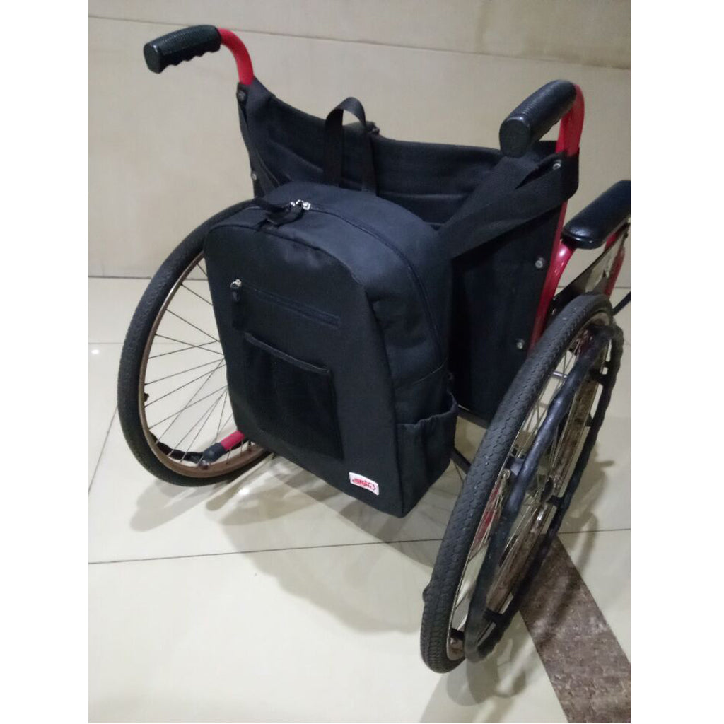 Black Waterproof Large Wheelchair Pouch Storage Holder Back Bag