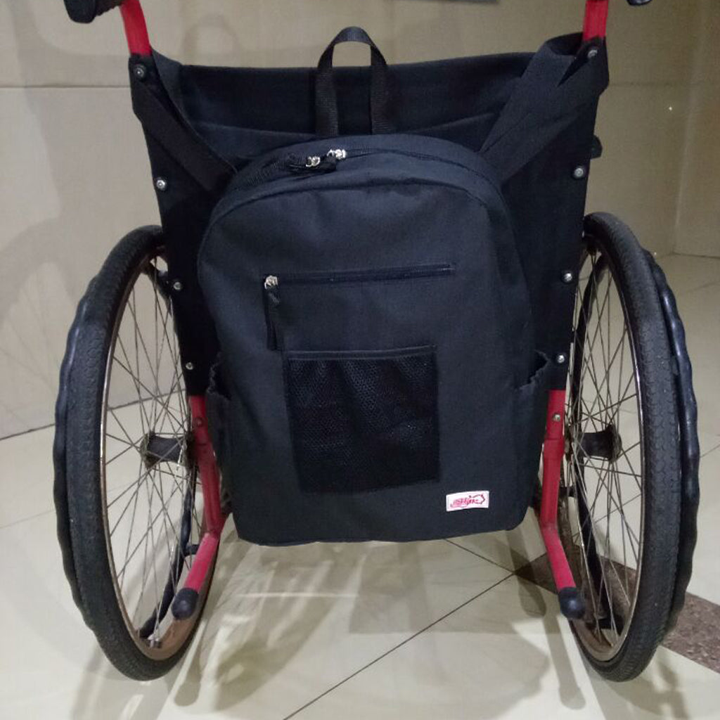 Black Waterproof Large Wheelchair Pouch Storage Holder Back Bag