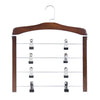 4 Tier Wooden Pants Hanger Closet Storage Organizer Dark Brown with 8 Clips