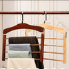 4 Tier Wooden Pants Hanger Closet Storage Organizer Dark Brown with 8 Clips