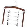 4 Tier Wooden Pants Hanger Closet Storage Organizer Dark Brown with 8 Clips