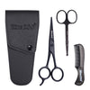 Nose Beard Mustache Scissors and Comb Set  for Men Women Care With Bag Black