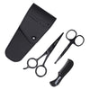 Nose Beard Mustache Scissors and Comb Set  for Men Women Care With Bag Black