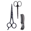 Nose Beard Mustache Scissors and Comb Set  for Men Women Care With Bag Black