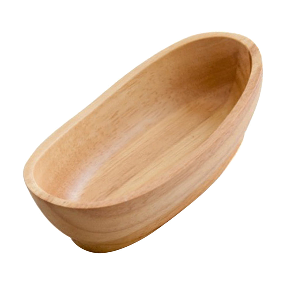 Wooden Salad Bowl Wavy Serving Bowl Mixing Bowl for Dessert Fruit 15X8X4cm