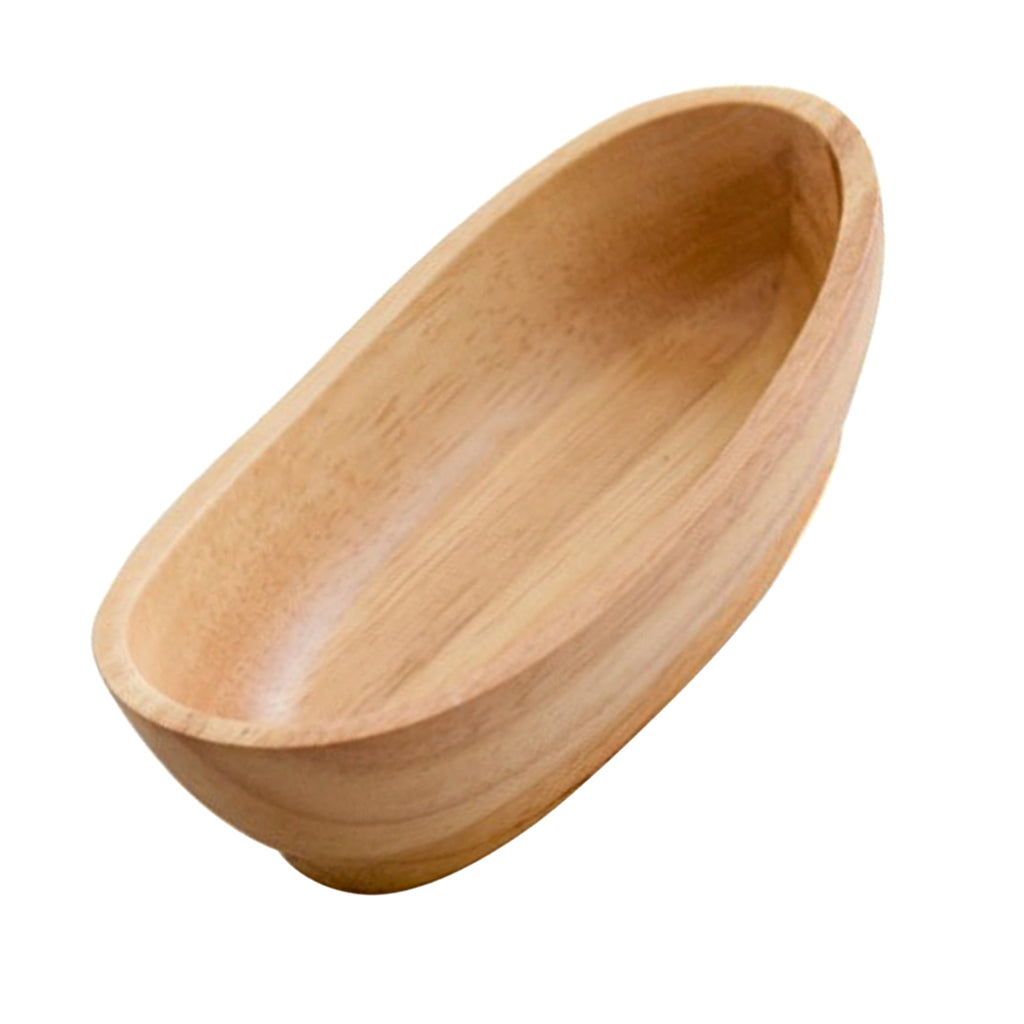 Wooden Salad Bowl Wavy Serving Bowl Mixing Bowl for Dessert Fruit 15X8X4cm