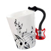 Musical Notes Design Ceramic Drink Tea Mug Cup Electric Guitar Red Freedom