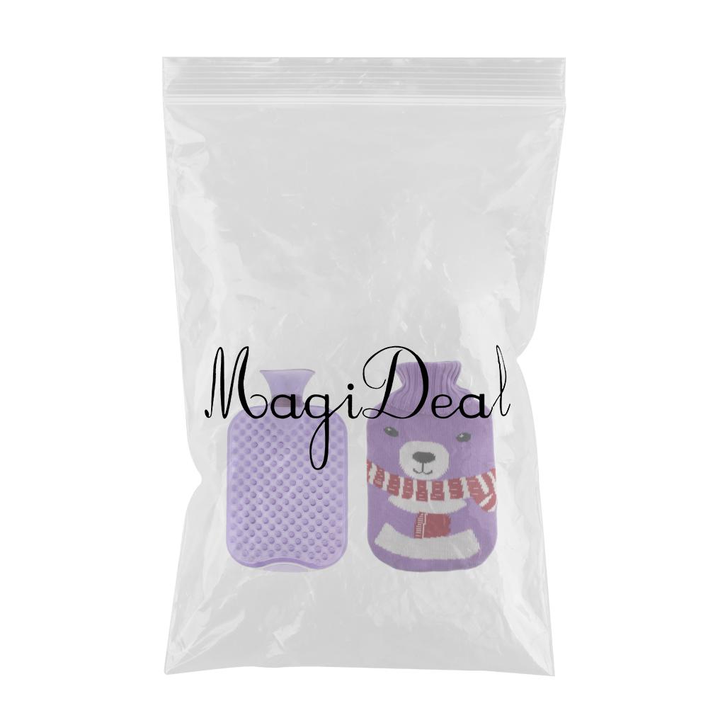 2L Durable PVC Massage Thickened Hot Water Bottle with Cloth Cover Purple