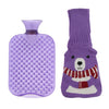 2L Durable PVC Massage Thickened Hot Water Bottle with Cloth Cover Purple