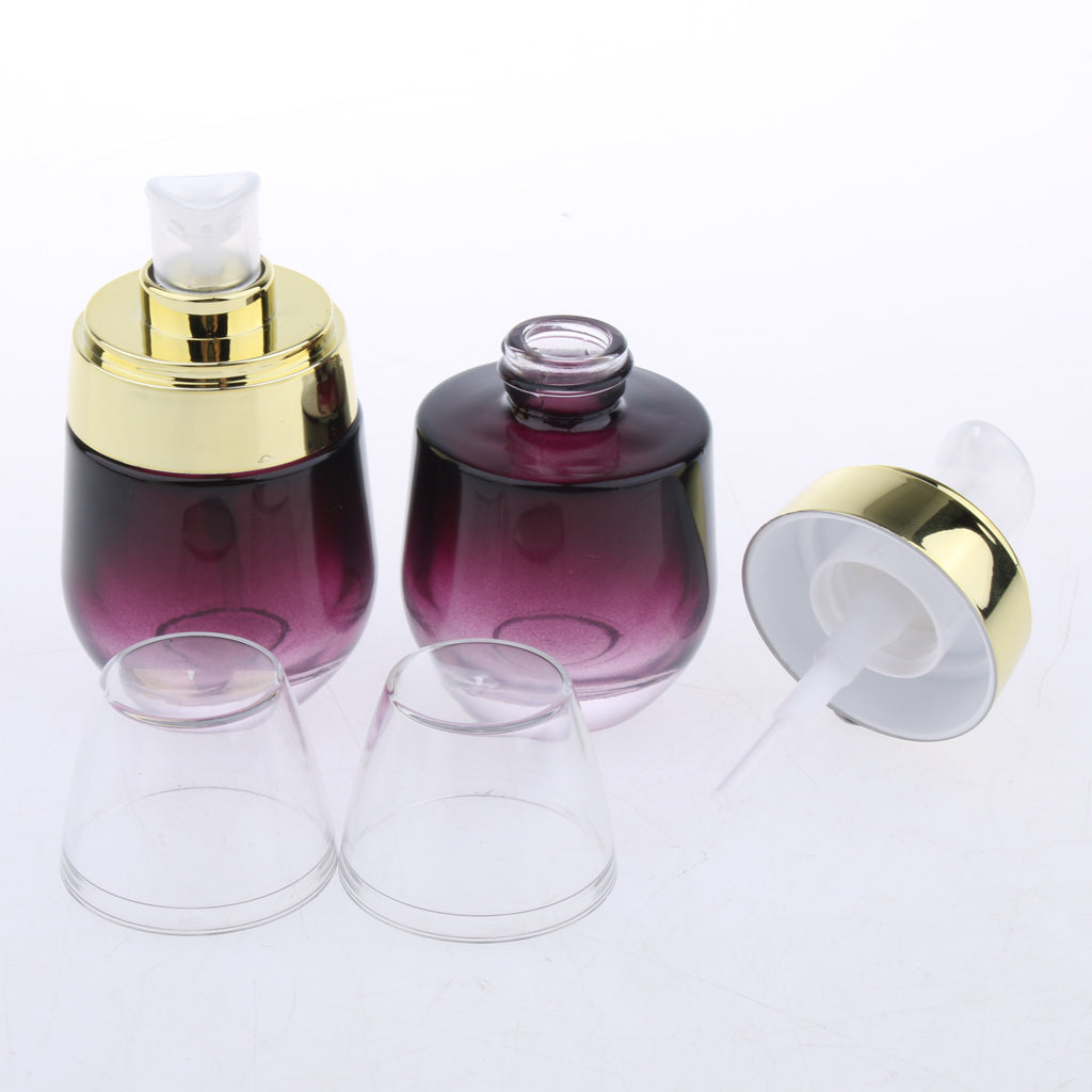 2Pcs 30ML Glass Perfume Bottle Pump Sprayer Makeup Vials Gold Pump