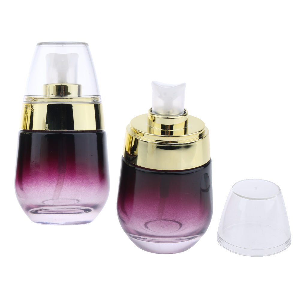 2Pcs 30ML Glass Perfume Bottle Pump Sprayer Makeup Vials Gold Pump