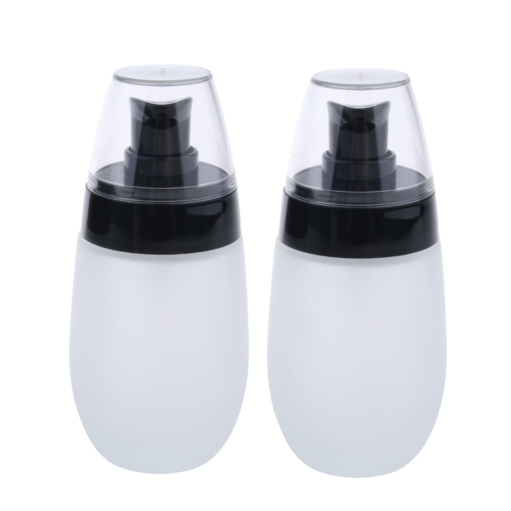 2 Pieces 50ml Frosting Glass Refillable Empty Pump Spray Bottle Black