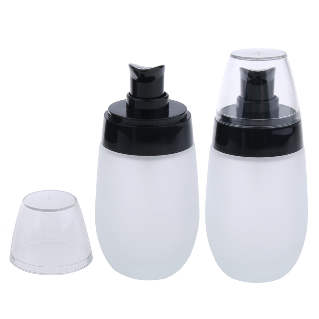 2 Pieces 50ml Frosting Glass Refillable Empty Pump Spray Bottle Black