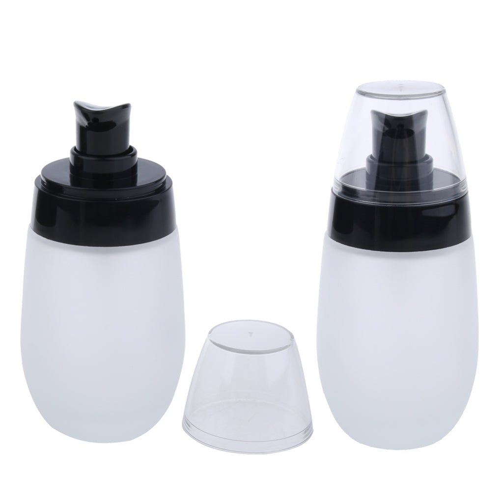 2 Pieces 50ml Frosting Glass Refillable Empty Pump Spray Bottle Black