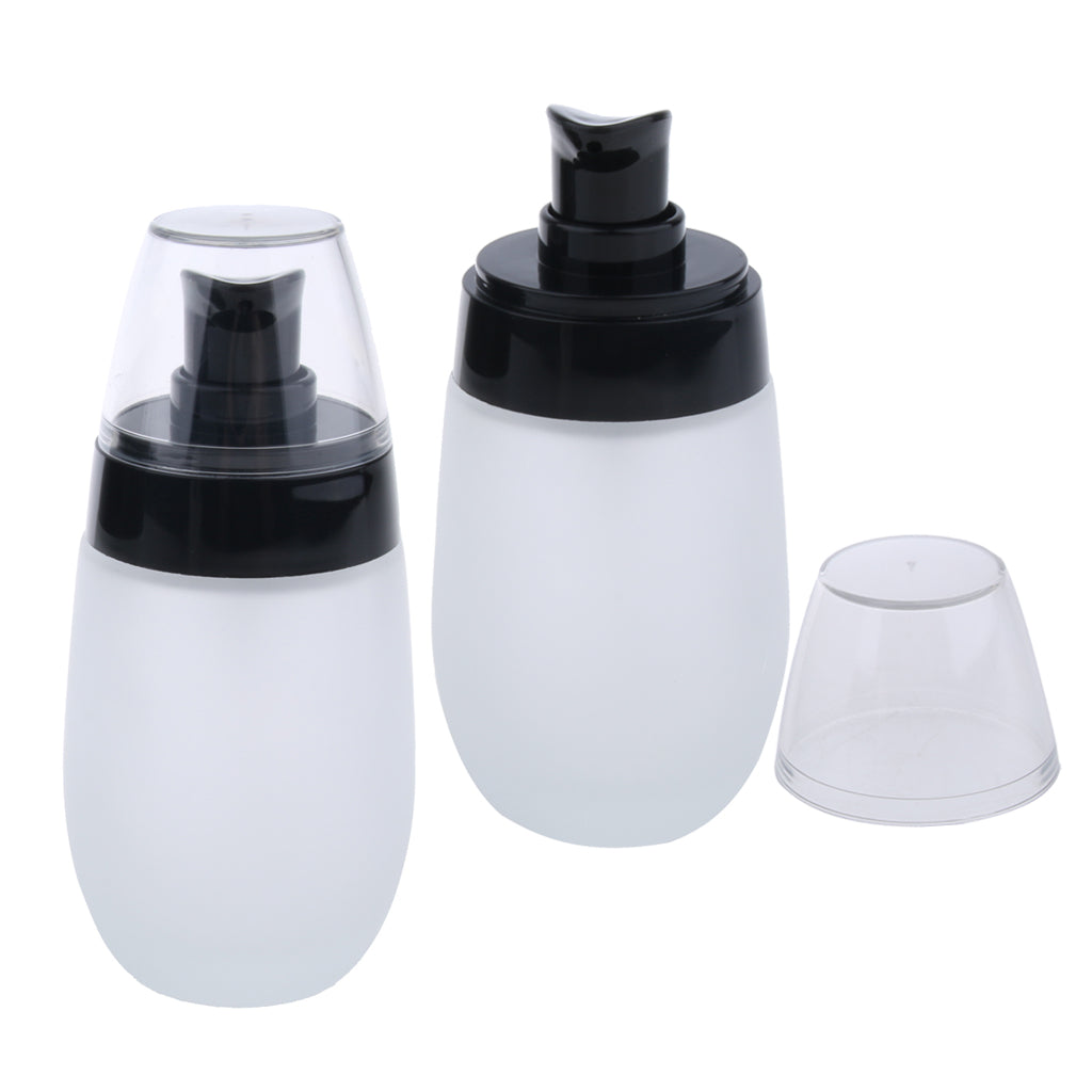 2 Pieces 50ml Frosting Glass Refillable Empty Pump Spray Bottle Black