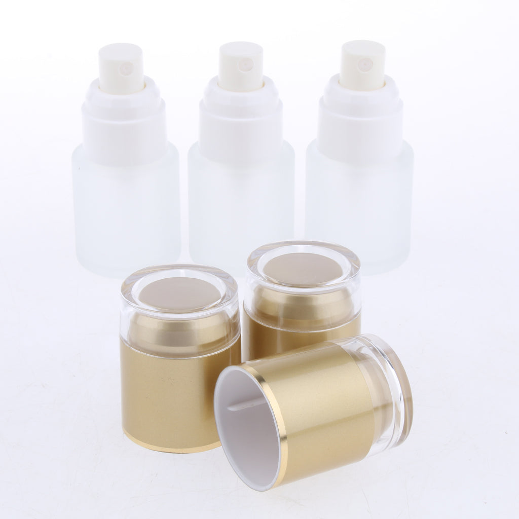 3 Piece 20ml Frosting Glass Refillable Empty Pump Spray Bottle 02 Golden Cap